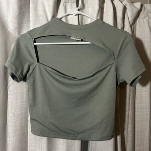 Women's Ribbed Cut-Out Top - Green